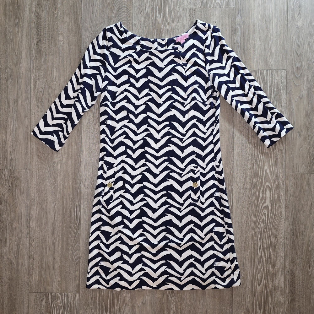 Lilly Pulitzer Navy and White Patterned Mini Dress